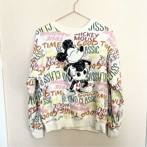 Disney Mickey Mouse All Over Print Graphic Sweatshirt Size M